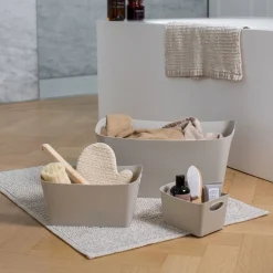 Bac de rangement beige en matière végétale recyclée M