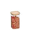 Bocal carré en verre et bambou 1,3 L