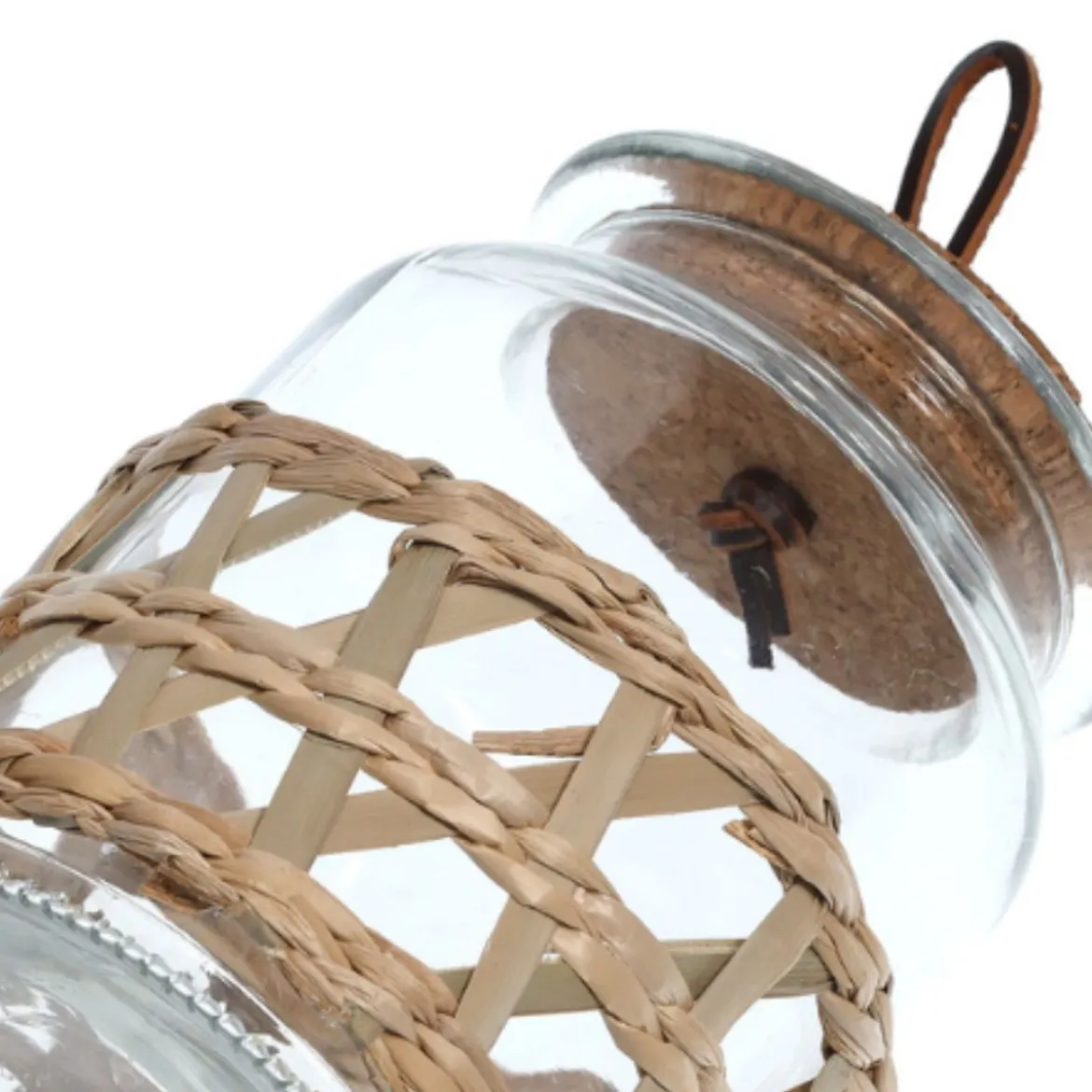 Bocal en verre avec paille tressée 610 ml