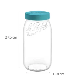 Bocal hermétique en verre 3L bleu