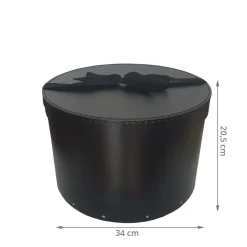 Boîte à chapeaux en carton noir avec ruban (M)