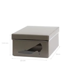 Boîte à chaussures en carton taupe avec fenêtre