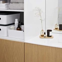 Boîte de rangement en plastique blanc pour cuisine ou salle de bain M