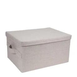 Boîte de rangement en tissu avec couvercle beige M