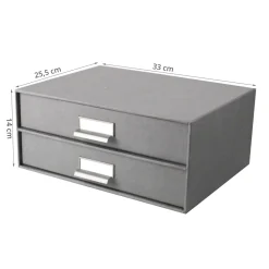 Boîte à 2 tiroirs en carton gris flanelle