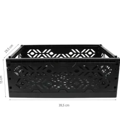 Cagette en plastique noir empilable et pliable