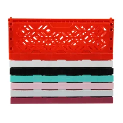 Cagette en plastique turquoise empilable et pliable