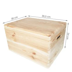 Caisse de rangement en pin FSC avec couvercle L