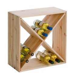 Casier à bouteilles de vin en pin à 4 compartiments