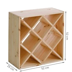 Casier à vin en pin avec 12 compartiments