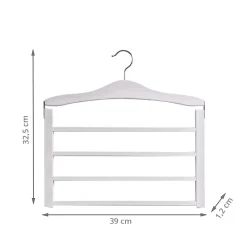 Cintre en bois blanc pour 4 pantalons