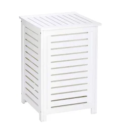 Coffre à linge sale en bois blanc