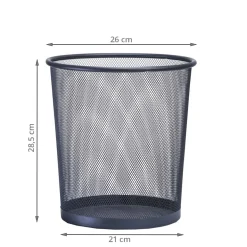 Corbeille à papier en maille métallique noire