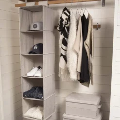 Etagère suspendue 5 étages en tissu épais sable