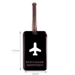 Etiquette de bagage rectangulaire en plastique noir