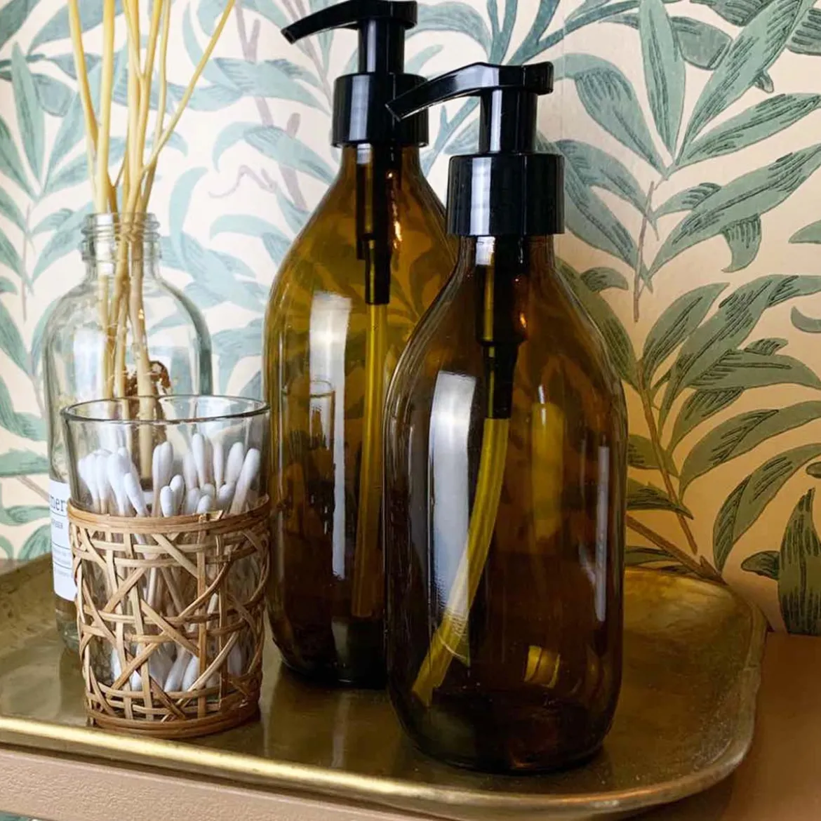 Flacon en verre ambré avec pompe 500 ml