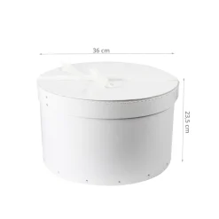 Grande boîte à chapeau blanche avec ruban blanc (L)