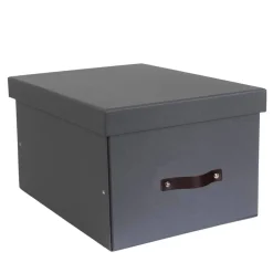 Grande boîte de rangement en carton gris anthracite