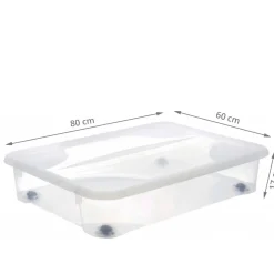 Grande boîte sous le lit à roulettes 60 litres