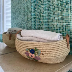 Panier à linge propre en raphia L