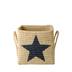 Petit panier cube en raphia avec étoile