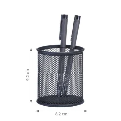 Pot à crayons en maille métallique noire