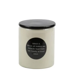 Pot en céramique crème avec pastille et couvercle noirs