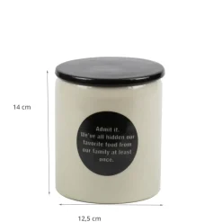 Pot en céramique crème avec pastille et couvercle noirs