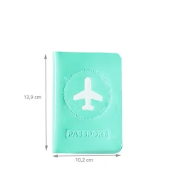 Protège passeport turquoise brillant