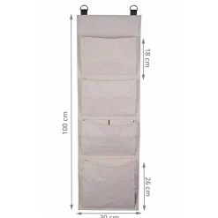 Rangement mural en tissu 4 larges poches